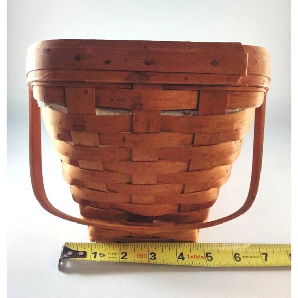 Longaberger 1990 Handwoven Basket With Floral-Print Fabric Liner/Plastic Insert - Picture 10 of 10